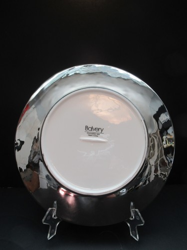 Balvery 10" Dinner Plates White w Silver Rim Set 4 - Picture 5 of 12