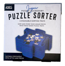 PUZZLE SORTER 6 Stackable Sorting Trays Jigsaw Accessory NEW Box Fun Blue Design