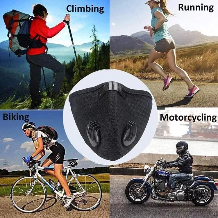 2x Black Face Masks with Reusable Carbon Filter Breathing Valves Aluminum Nose - Image 2 of 4