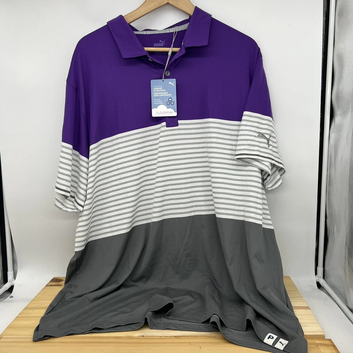 NEW XL Puma Taylor Polo Golf Shirt Purple Gray 598866 01