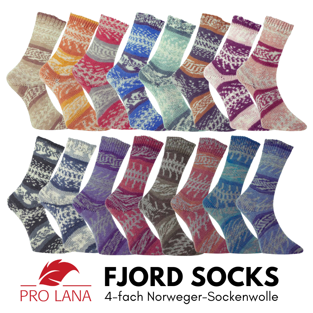 Pro Lana Fjord Socks Couleur 194 Laine À Tricoter Motif Norvégien 100 G