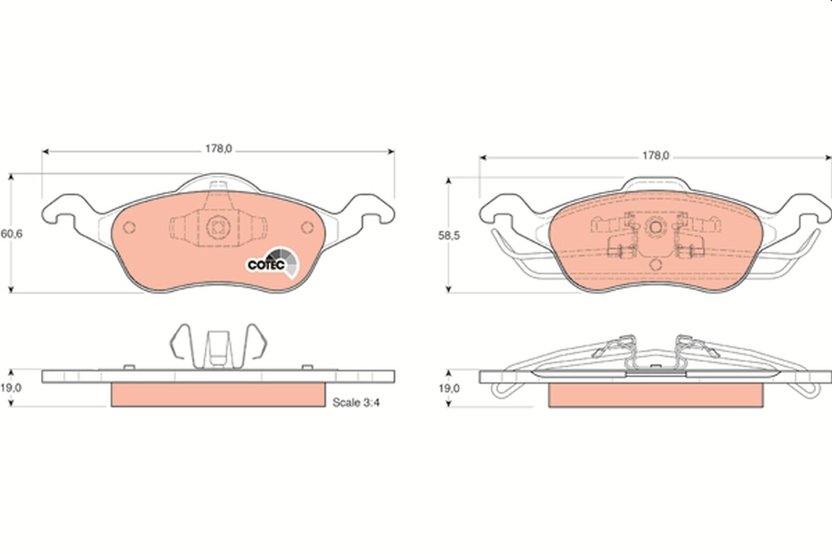 GDB1358 TRW Brake Pad Set, disc brake for FORD,FORD AUSTRALIA