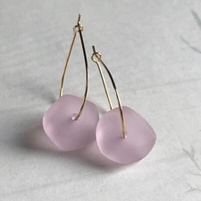 Min Favorit Blossom Pink Sea Glass Nugget Gold Pl Artisan Drop Earrings