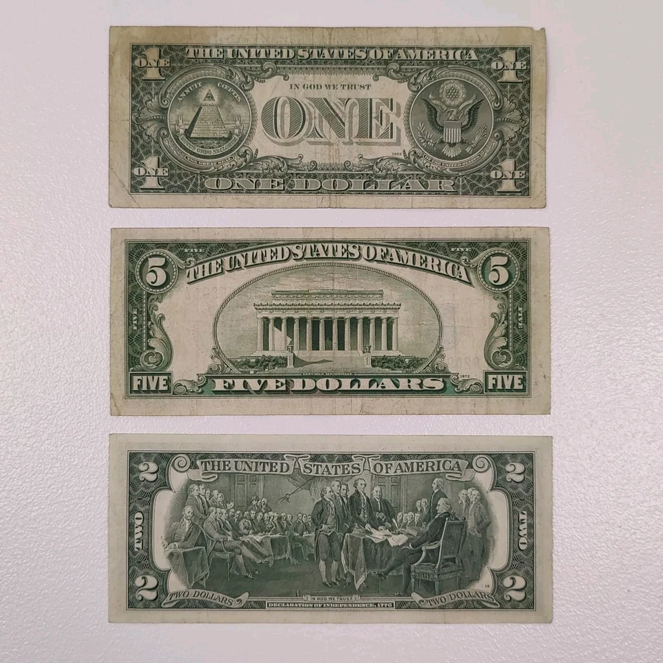 1934 five dollar silver seal note one dollar bill 1977 $2 banknote 1976 - Image 3 of 4