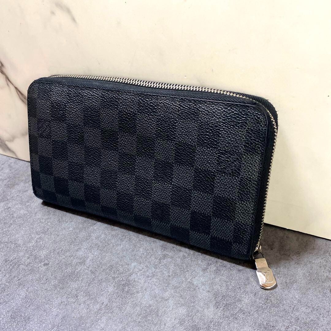 LOUIS VUITTON Zippy Organizer Wallet Damier Graphite N60111 Black