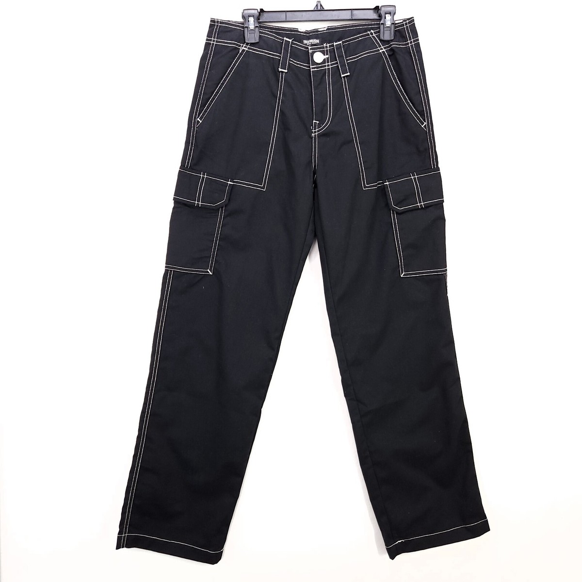 True Religion Cargo Pant Women Jet Black Size 28 Wide Leg