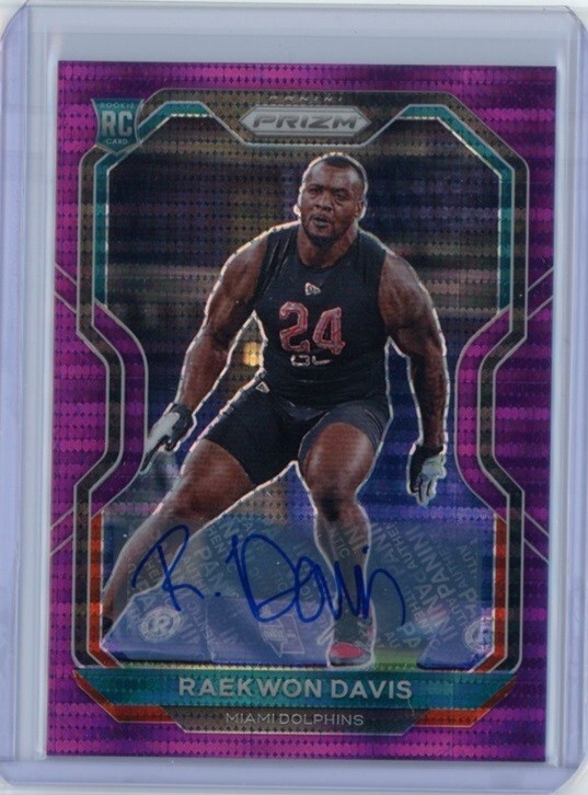 RAEKWON DAVIS 2020 Panini Prizm RC Rookie PURPLE PULSAR Auto SP #341 DOLPHINS