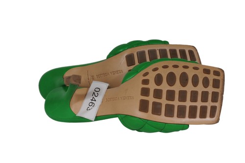 Bottega Veneta Womens Lido Leather Woven Sandals Size US 9 EU 39 Green Leather - Picture 10 of 10