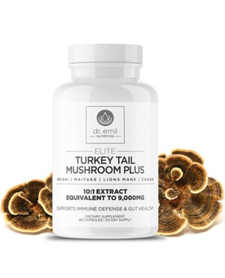 Dr. Emil Nutrition Turkey Tail Mushroom Plus Lions  Mane, Chaga, Reishi, Maitake