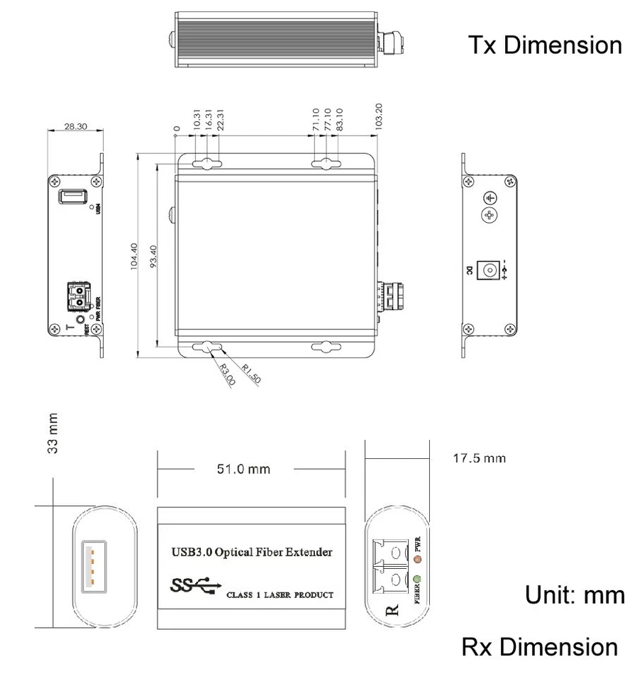 USB 3.0 Fiber Extender over Single-mode Fiber to Max 820 FT w/ SFP, Speed 5Gbp - Image 4 of 4
