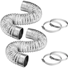 4 in. x 25 ft. Aluminum Flexible Dryer Vent Hose WITH 2 Clamps for HVAC (2-Pack)