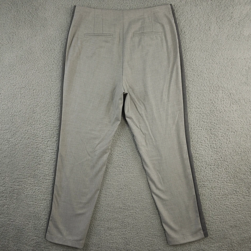 Pantalones para mujer Jill 12 grises esmoquin a rayas laterales frente plano elástico vestido carrera Foto 2 de 4