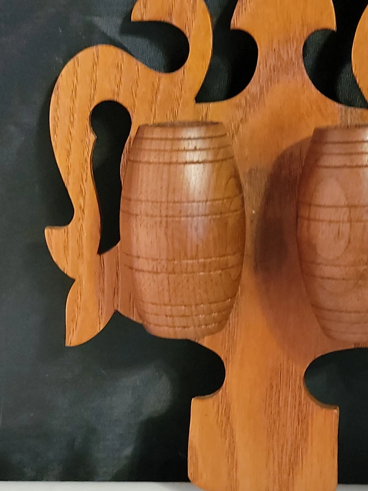 Antiguo soporte de doble fósforo victoriano de nogal soporte de variedad funciona Southbend IN Foto 3 de 4