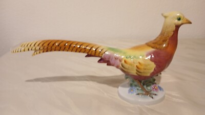 Herend Figur bunter Fasan auf Sockel naturalistisch 16 cm