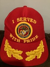 Marine Corps Veteran Cap Hat Red Adjustable Mesh Made in USA I Served With Pride