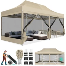Canopy 10'x20' Heavy Duty Pop Up Gazebo with Mosquito Netting Mesh Screen Tent~
