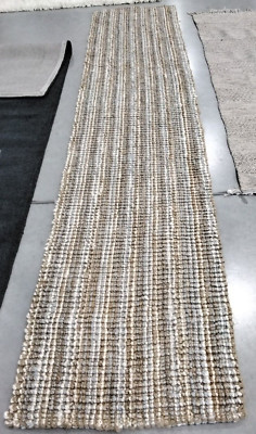 GREY / NATURAL 2'-6'' X 12' Broken Thread Rug Reduced Price 1172738354 NF447K-212