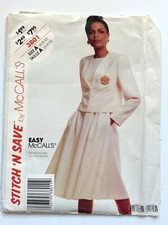 McCall's  3801  Misses' Jacket And Skirt               Size A   (6 - 8 - 10)