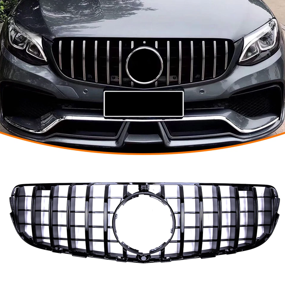 GTR Style Front Grille For Mercedes Benz GLC W/X253 GLC300 GLC350 2015-19 Black — 第 2/4 张图片