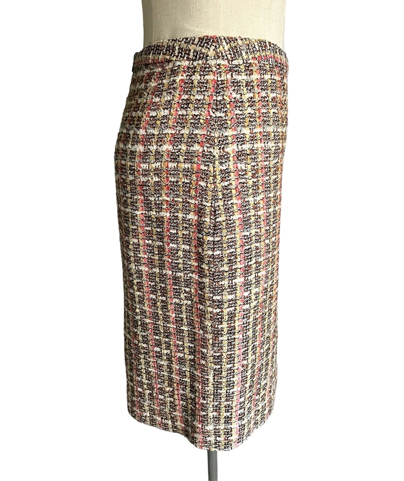 Austin Reed Womens Classic Vintage Pink Tweed Silk Blend Work Pencil Skirt Sz 2P - Изображение 3 из 4