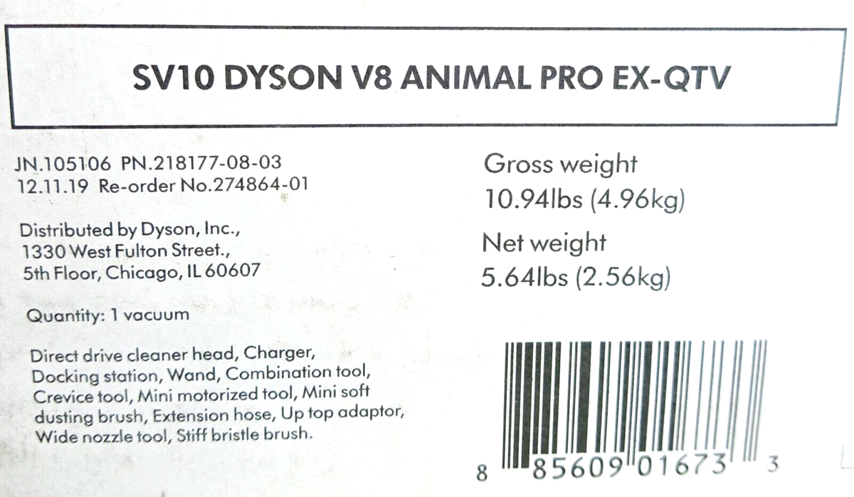 Dyson SV10 V8 Animal Pro Cordless Vacuum 218177-08-03 | eBay