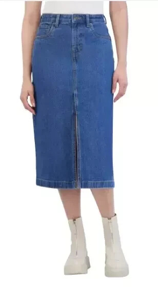 Steve Madden Womens Denim Midi Skort Jeans in Blue Size L