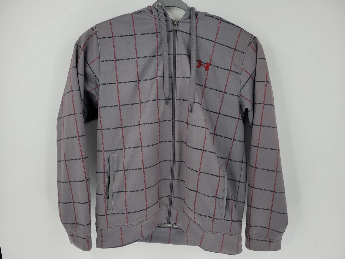 Under Armour Protect This House Full Zip Gray Red Black Hoodie Men s Size Large