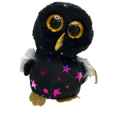 Ty Halloween Hyde Owl Clip Keyring Keychain Small Plush Toy 3" Stars Halloweenie