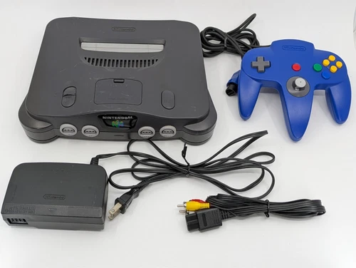Nintendo 64 N64 Black Console NUS-001 | Tested, Region-Free w/ Controller Cables