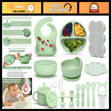16 Pack Silicone Baby Feeding Set - BPA-Free Suction Plates, Bowls, Fork  Spoon