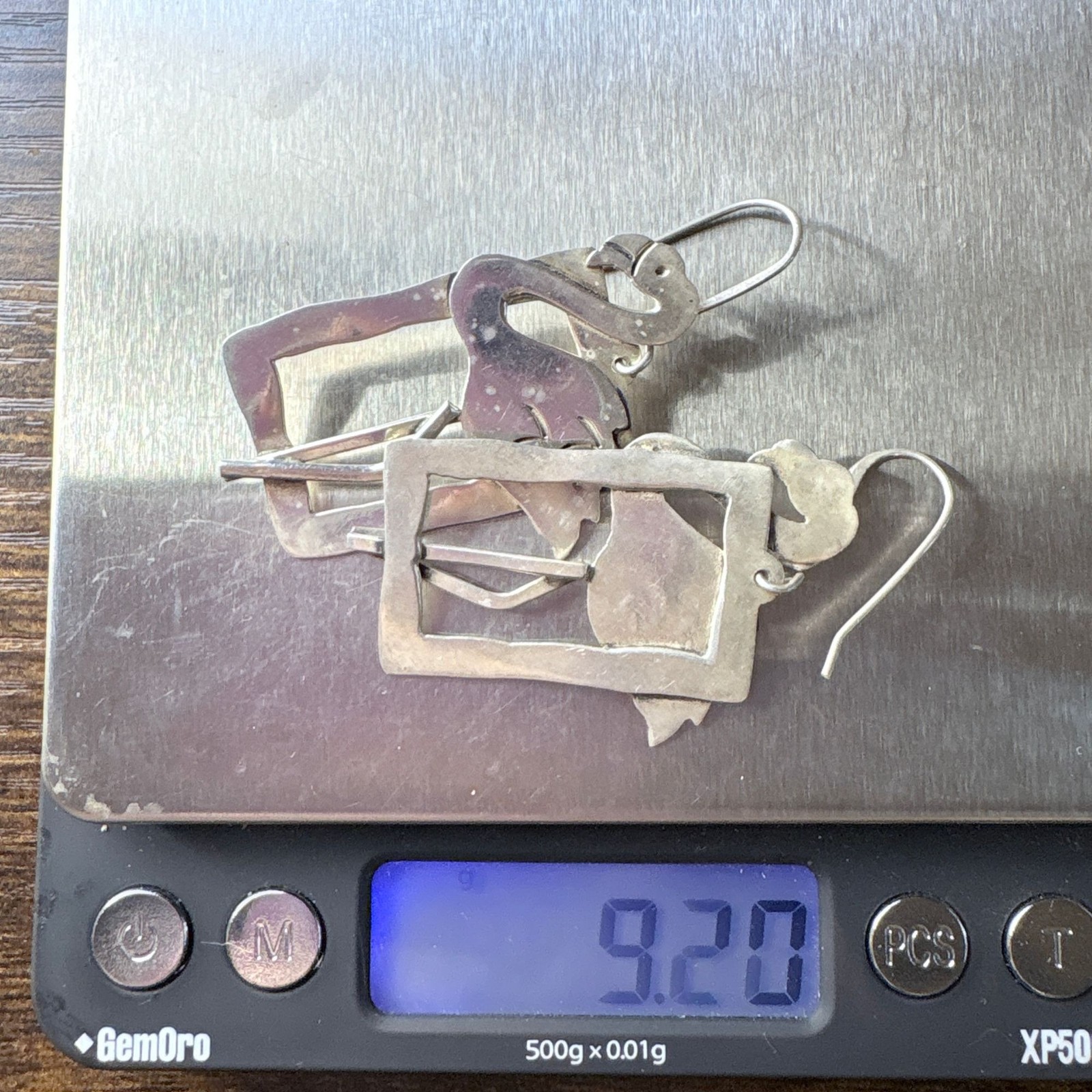 Flamingo Dangle Earrings VTG Solid Sterling Silve… - image 7