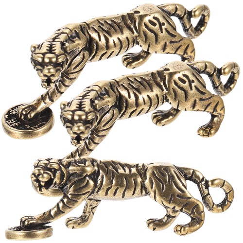 3 Pcs The Keychain of Treasure Tiger and Leopard Brass Ornament Figurine Office - Bild 9 von 12