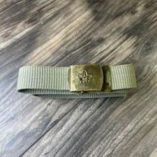 Vintage Boy Scouts America Web Belt BSA Logo Buckle Olive Green Brass USA