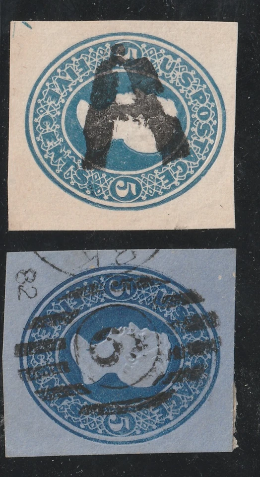 USA U172+U175 stationery cut square, 5C. Taylor die 1, fancy cancellation, v.f. - Image 2 of 3