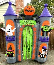 9 FT Halloween Inflatable LED Haunted Castle Archway Gemmy Airblown Yard Decor