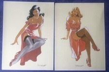 LOT 2 Ex-libris de Philippe BERTHET Pin-up Sexy  Signés 