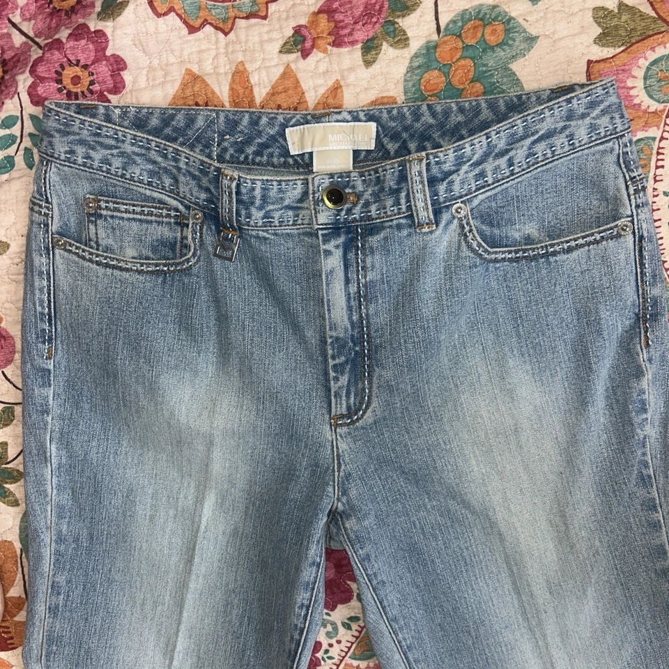 Pantalones de mezclilla para mujer Michael Kors lavado claro pierna recta talla 8/33 Foto 2 de 4