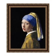 Framed Canvas Wall Art Girl with a Pearl Earring by Johannes Vermeer 28"x32"