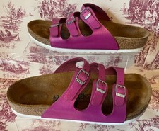 Birkenstock Florida Dark Pink 3 Strap Slider Sandals EU 40 UK 7 Standard Fit