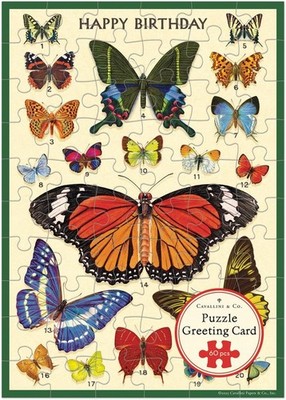Cavallini & Co. 60 Piece Happy Birthday Butterflies Puzzle Greeting Card (PZLGC/