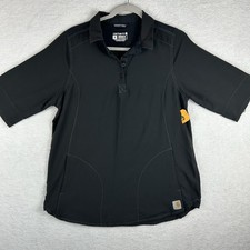 Carhartt Force Women's Modern Fit Scrub Top Polo Black Size M 3/4 Sleeve