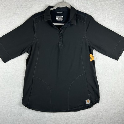 Carhartt Force Women's Modern Fit Scrub Top Polo Black Size M 3/4 Sleeve
