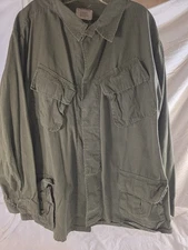 VTG 60s Vietnam Era Jungle Jacket Shirt Slant Pocket RipStop OG 107 Reg Large