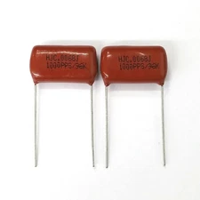 Lot of 2 0.0068uF 1000V Metallized Polypropylene Film Capacitors 6800pF