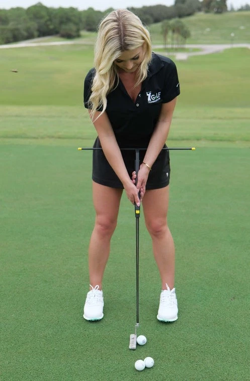 Auxiliares de treinamento de golfe PST Putting Stroke Teacher, preto/amarelo - Imagem 3 de 3