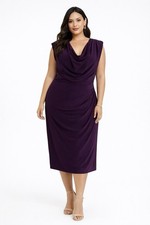 Lauren Ralph Lauren Raisin Purple Draped Sheath Dress 16 NWT
