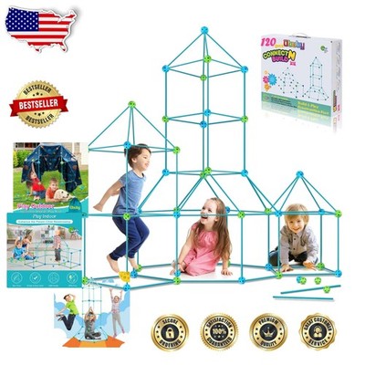 Kids Fort Building Set 120pc | Easy Connect STEM Toy | Durable & Portable Gift