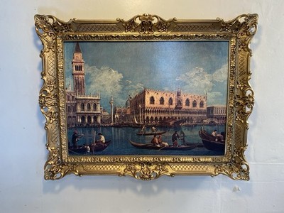 Vtg Giovanni Antonio Canaletto Canal Of San Marco Venice Italy Ornate Gold Frame