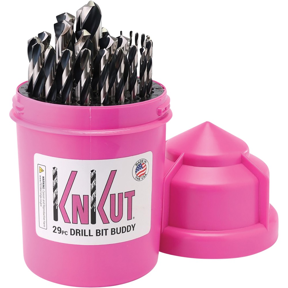 KnKut PINK 29 Piece Drill Buddy Jobber Length Drill Bit Set 1/16"-1/2 ...