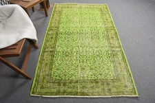 Decorative Rug, 6'7x6'73 ft Green Oriental Rug